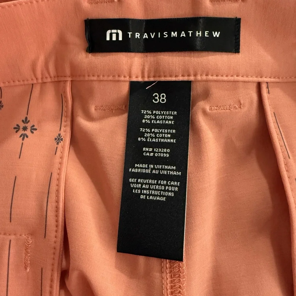 Travis Mathew Tech Chino Shorts Mens 38 Pink Terra Cota Performance Golf New